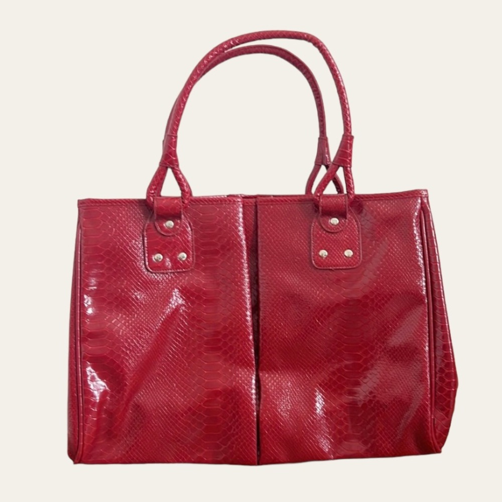 Elizabeth Arden Red Faux Leather 17”x11” Bag